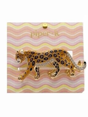 💛▪️Piper K ▪️ Gold Cheetah  Hair Metal Claw Clip